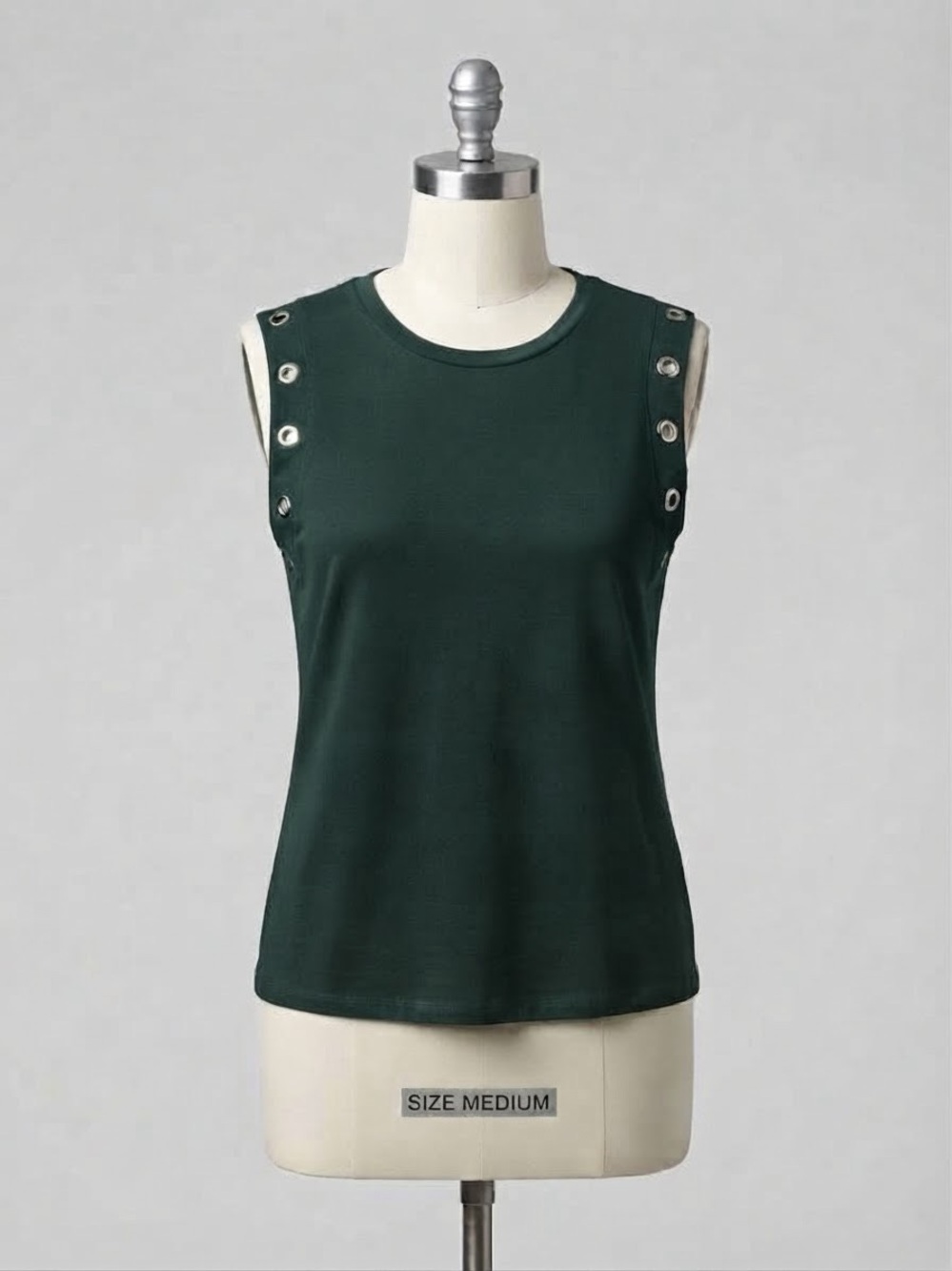 Michael Kors Olive Green Grommet-Trim Sleeveless Tank